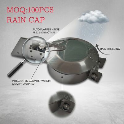 4 Inch 1.5mm Thick Stainless Exhaust Rain Cap with Silicone Seal Flapper Exhaust Flapper Cap for Truck Generator Stack